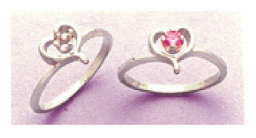 Sterling Silver 3mm Round Heart Style Birthstone Pre-Notched Ring Setting Sz 4-7