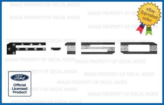 21-26 Ford F150 Tailgate Inserts Decals Letters Black White American Flag FG1R4