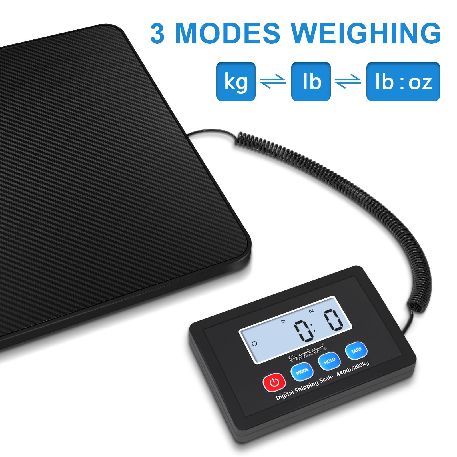 Shipping Scale, 440LB x 10g High Accuracy Postal Scale, Hold/Tare Function, D...