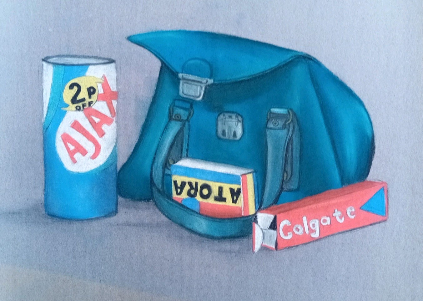 vintage Chalk Pastel Drawing Stilllife