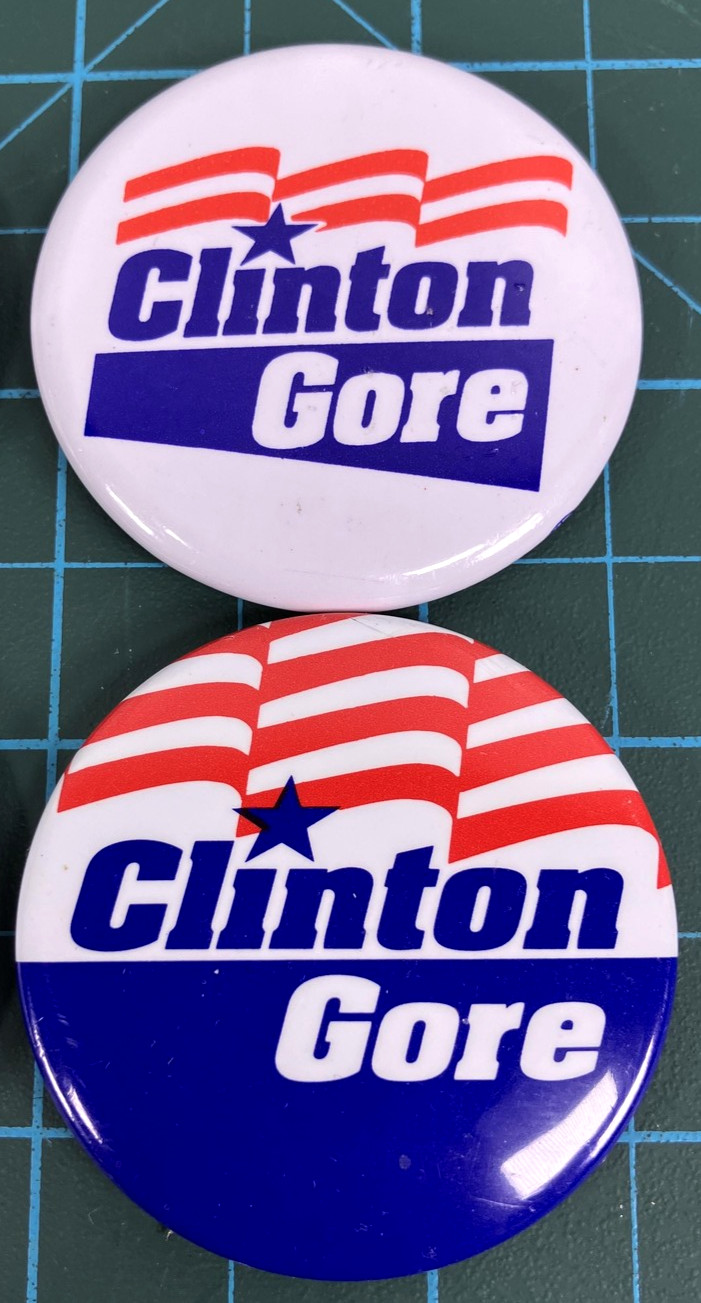 VTG Clinton Gore Campaign Pinback Buttons Lot Of 4 Political Pins 1990s
