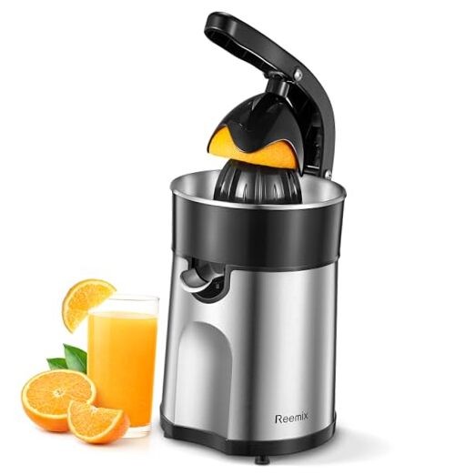 Electric Citrus Juicer Squeezer, Orange Juicer with Two Black+Silver