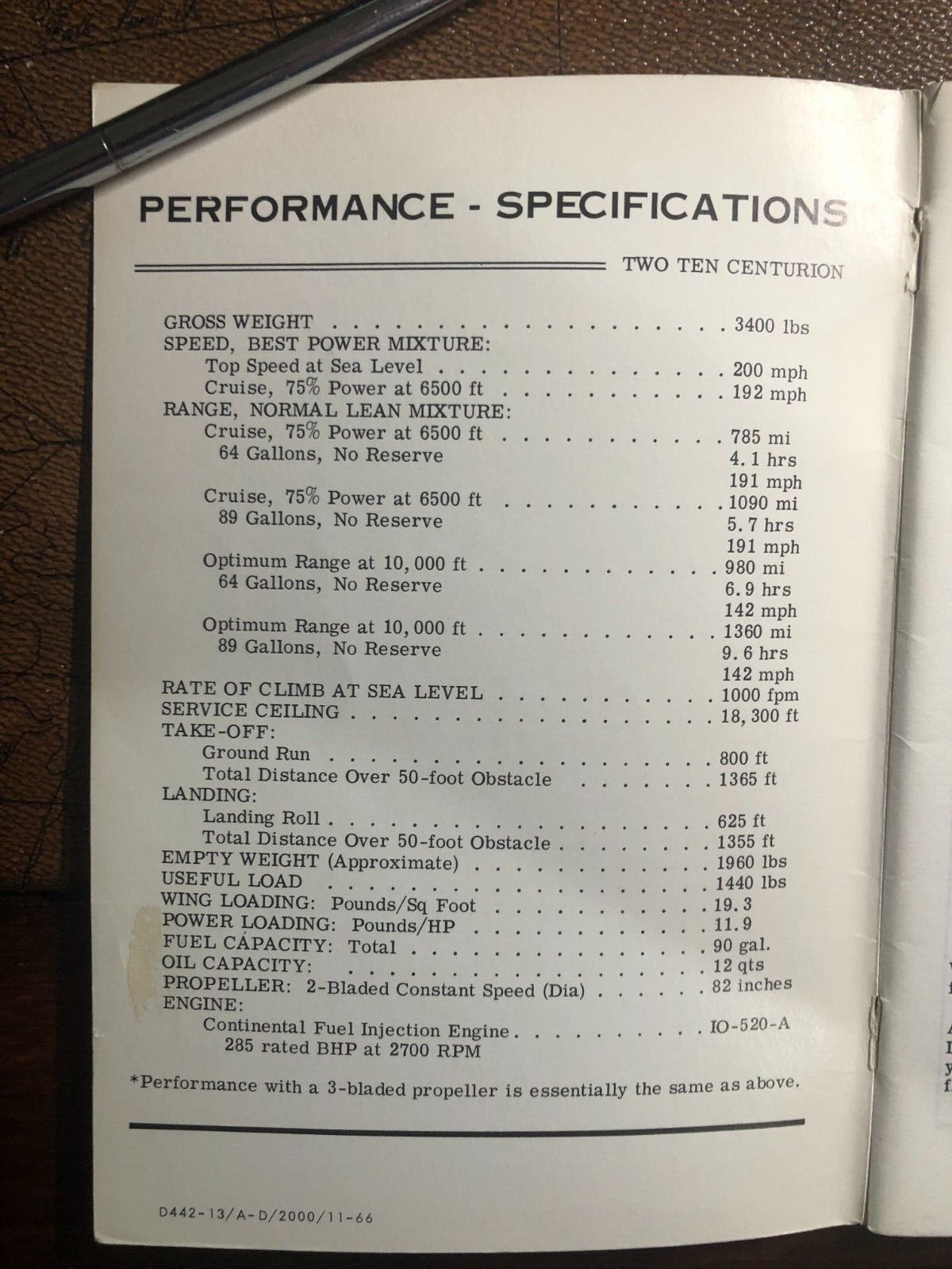 Cessna Owner's Manual 210 Centurion 1967