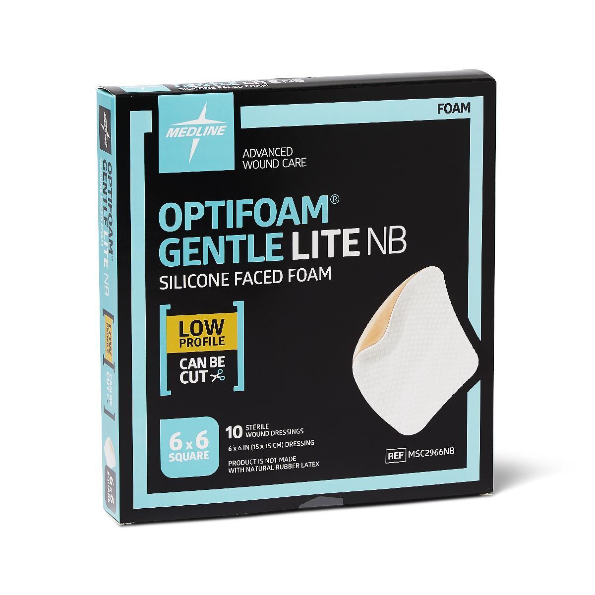 Medline Optifoam Gentle Lite NB Dressing - 6x6 - Box of 10 - Brand New MSC2966NB