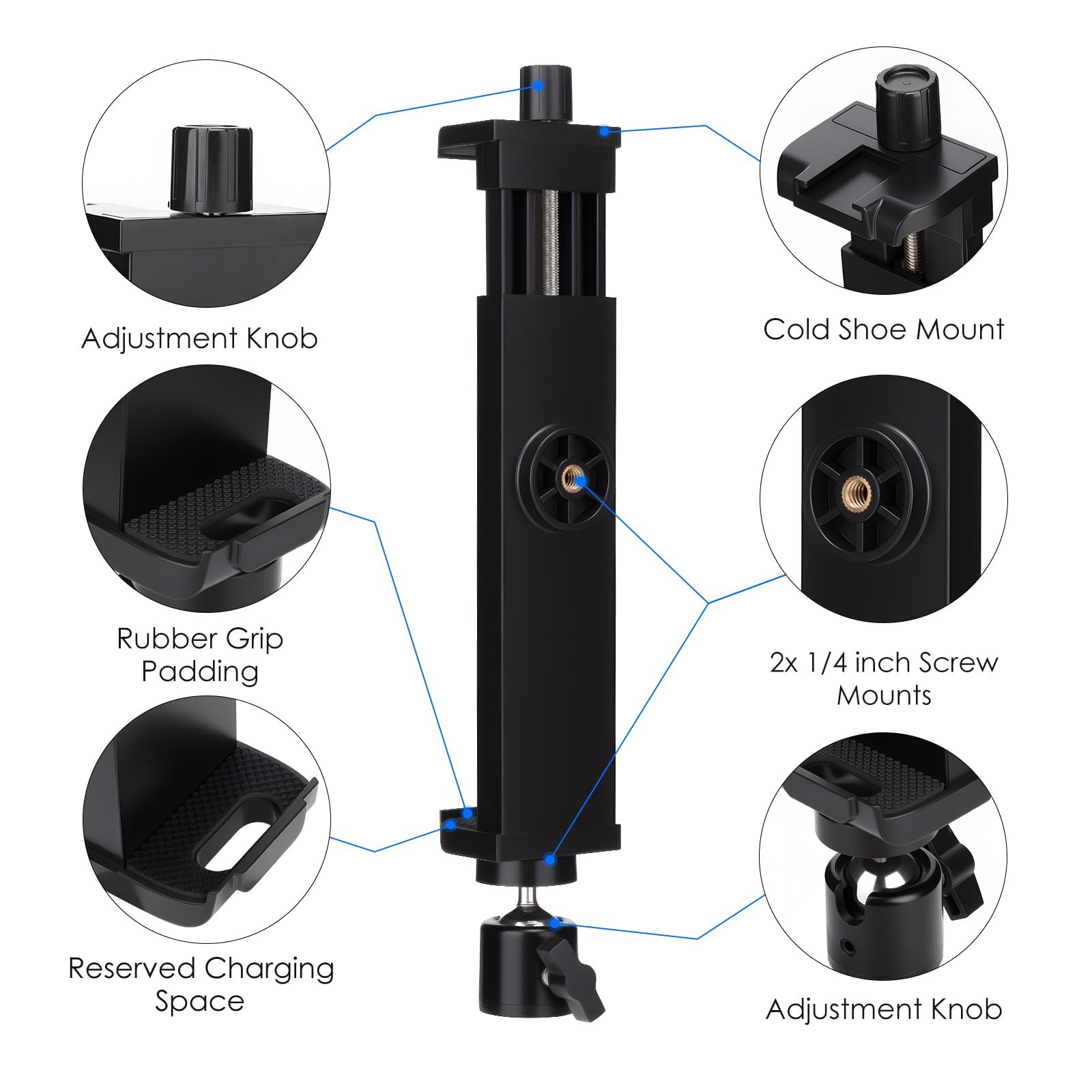 iPad Tripod Mount Adapter with Ball Head, Universal 360 Rotatable Tablet Clam...