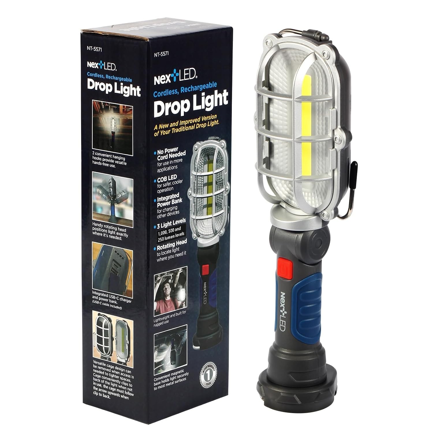 Rechargeable Magnetic LED Work Light 1000 Lumens Portable Work Light with