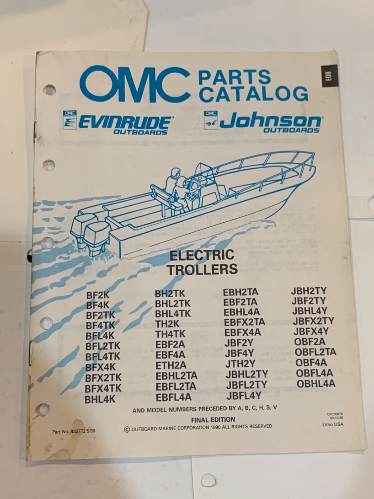 OutBoard Marine Corp. Evinrude Electric Trollers, Parts Catalog 1990