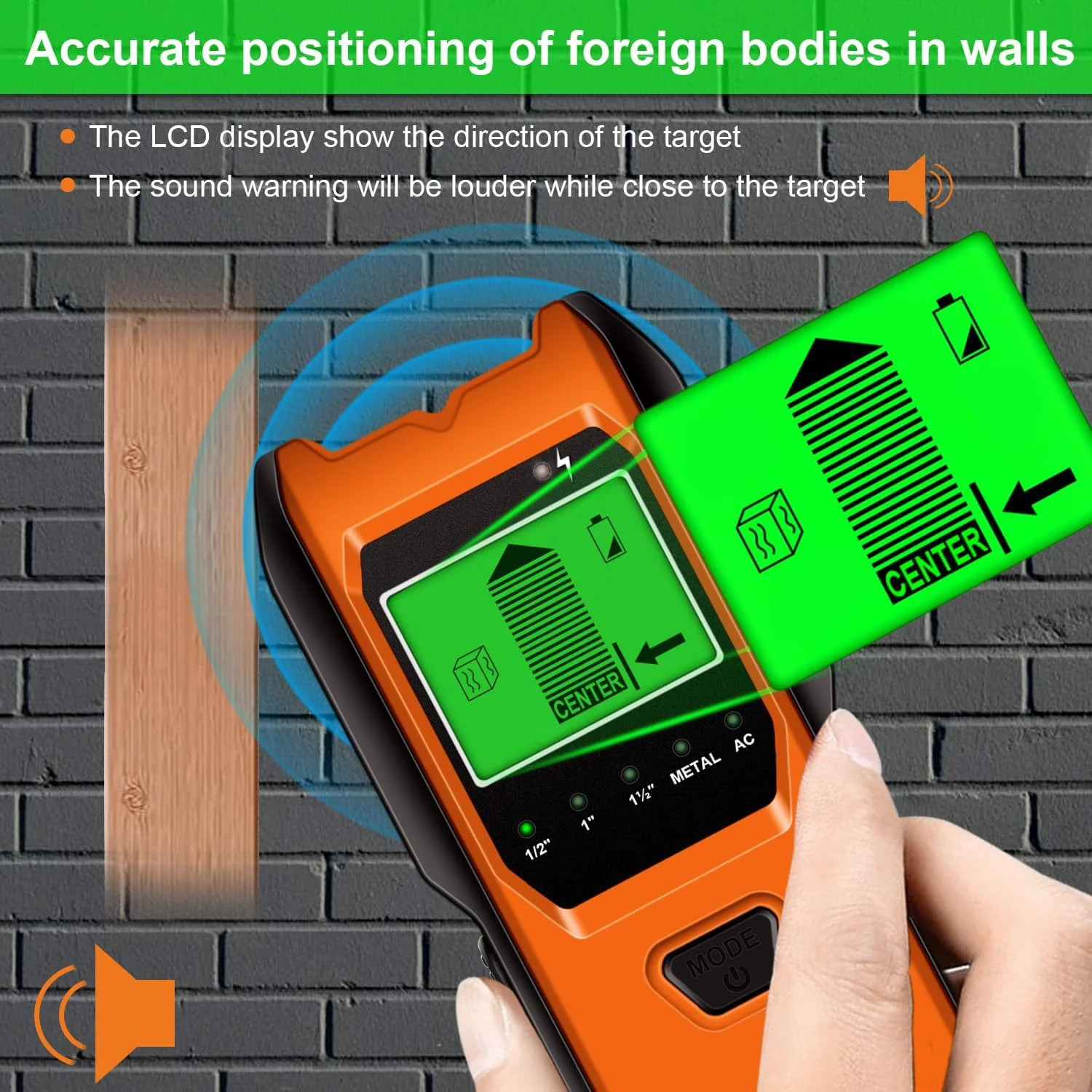 Stud Finder Wall Scanner, 5 in 1 Multifunction Stud Locator with Smart Sensor, H