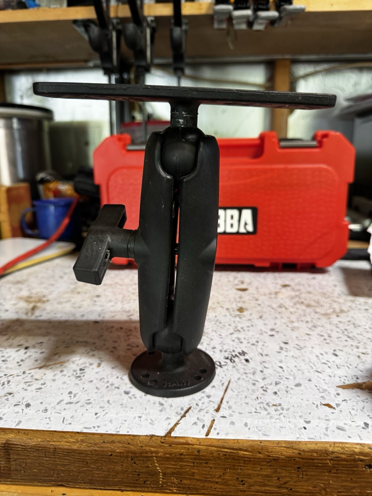 RAM Black Mount Adjustable Arm w/ Round Base & Rectangular Drill Base Plate