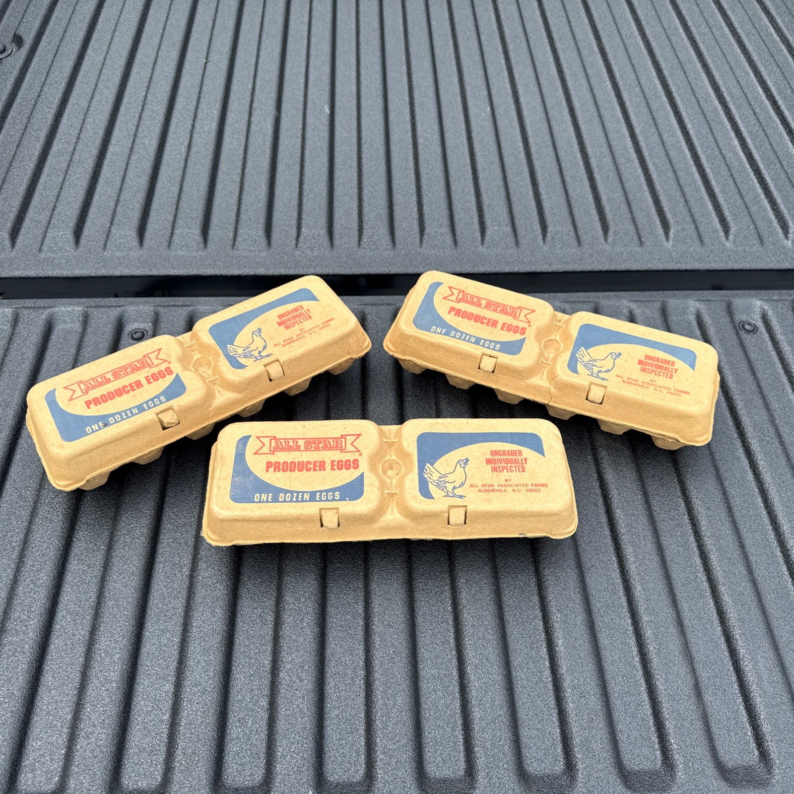 Lot Of 3 Vintage “All Star Producer Eggs”  Albermarle N.C. Cardboard Egg Cartons