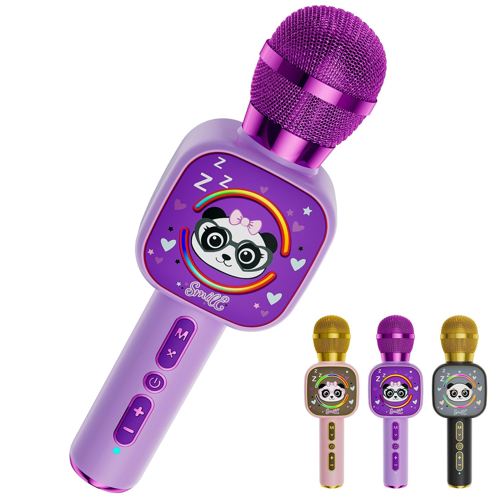 Kids Karaoke Microphone Mini, Bluetooth Voice Changer Toy Ages 3-12, purple