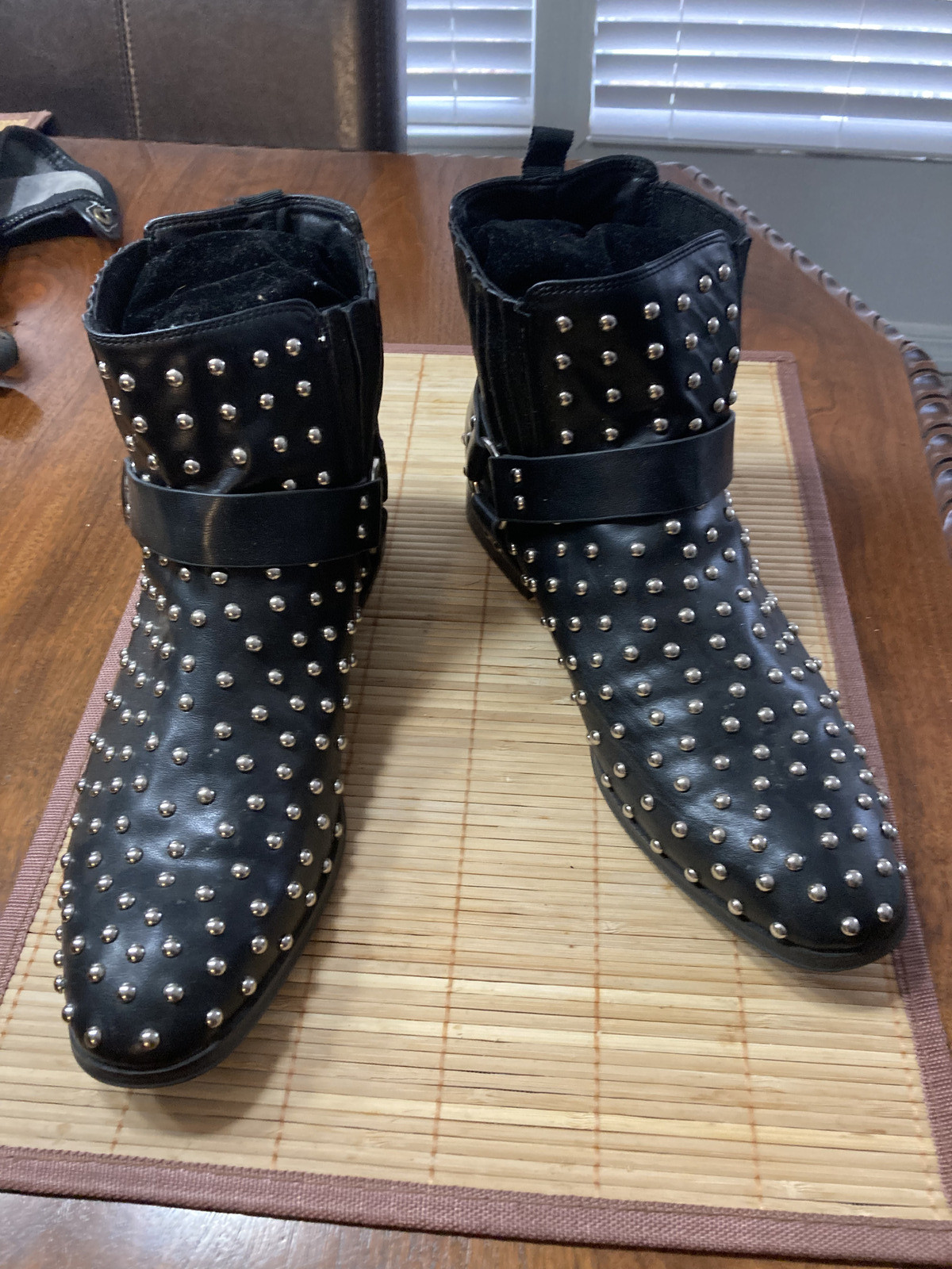 Very Cool Rock and Roll Mens Silver Studded Ankle Boots Size 9D