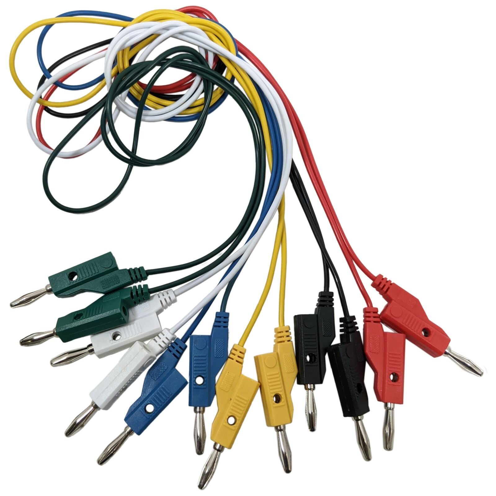 Set of 6 Banana to Banana Test Leads 36" Red, Black, White, Blue, Green, Yellow