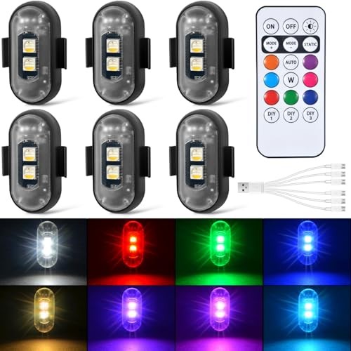 6PCS Wireless LED Strobe Lights with Remote Control, 8 Colors Rechargeable 6pcs