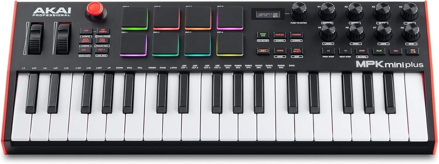 MPK Mini Plus - USB MIDI Keyboard Controller with 37 Mini Keys, 8 MPC Pads, S...