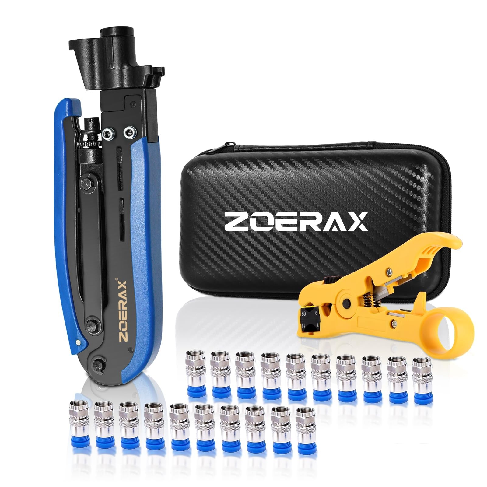 Coax Cable Crimper Tool Kit with Wire Stripper and 20PCS F Connectors – Coax ...