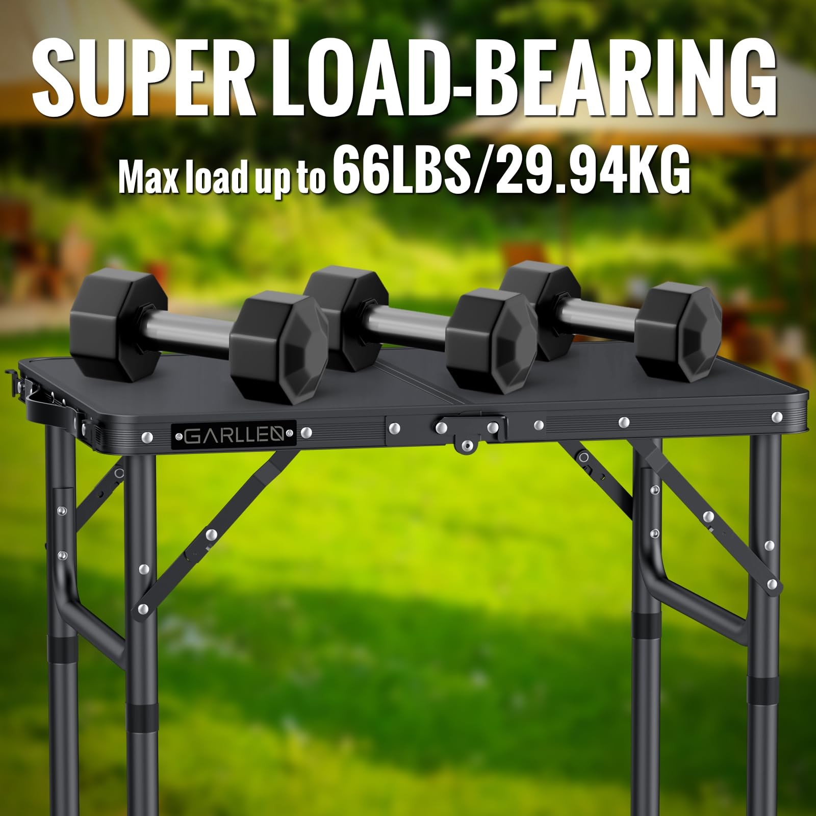 2ft Folding Camping Table, 3 Adjustable Height Lightweight Folded Picnic Tabl...