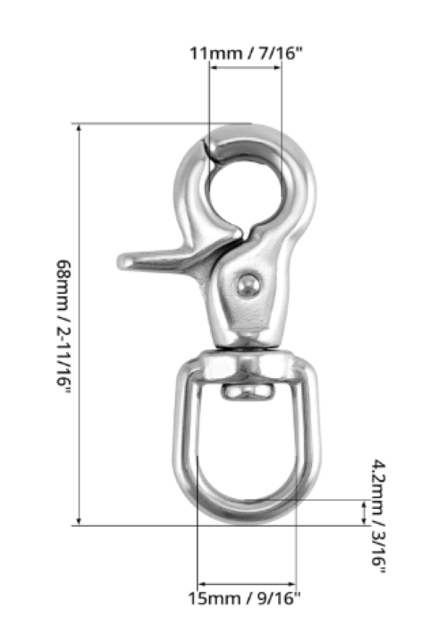 10-pack, Swivel Trigger Snap Hooks Zinc Plated SS, 130 lbs Capacity.