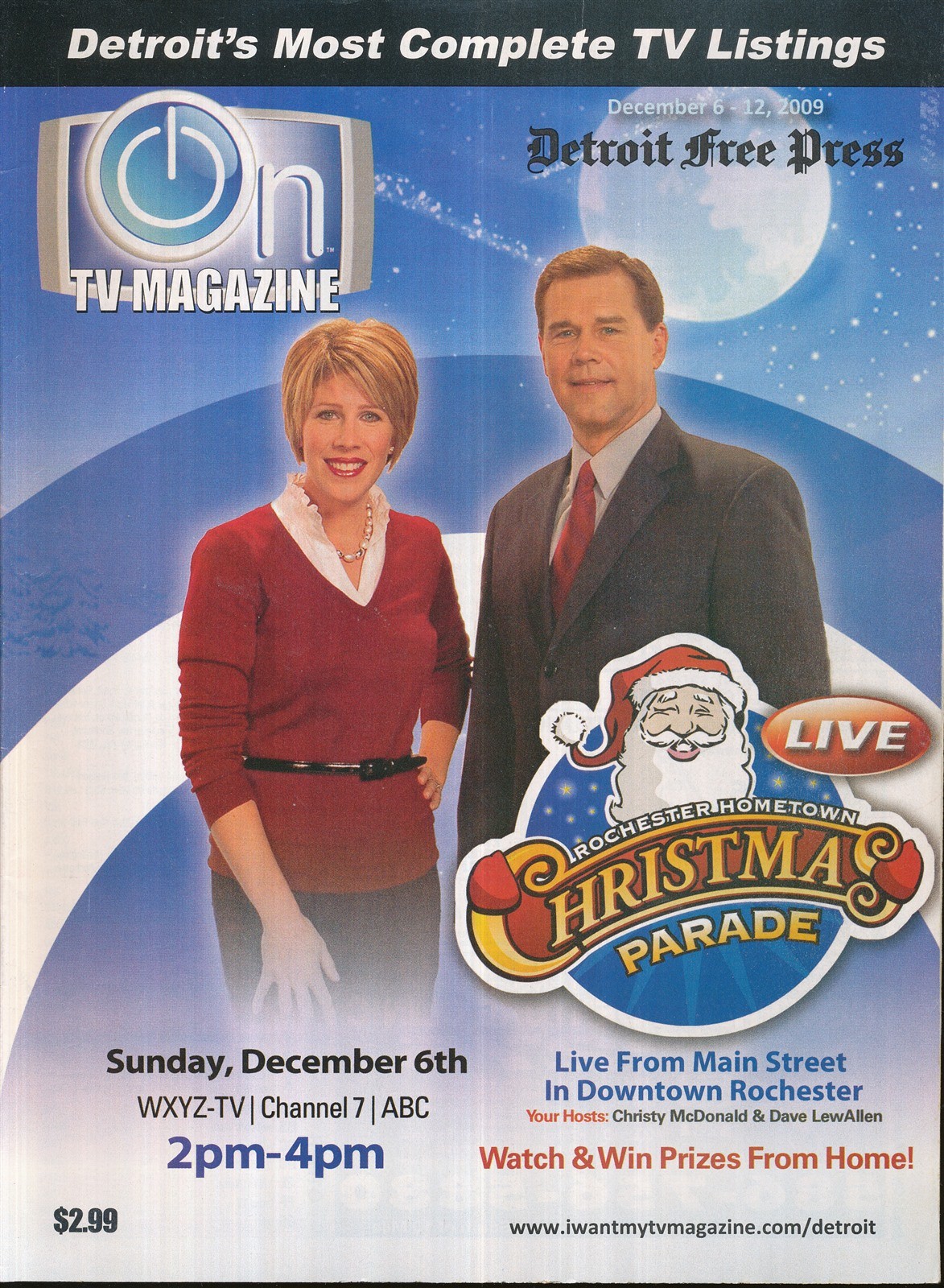 ON TV MAGAZINE DETROIT 2009 DEC. 6-12 CHRISTMAS PARADE (FAIR/GOOD COND)