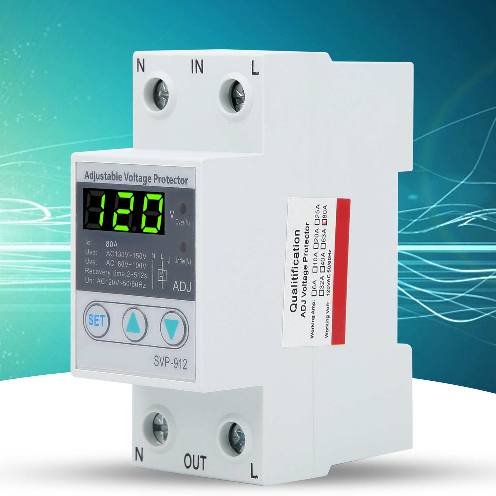 120VAC 80A Adjustable SelfRecovery Under Voltage Auto-Reset Protection Switch