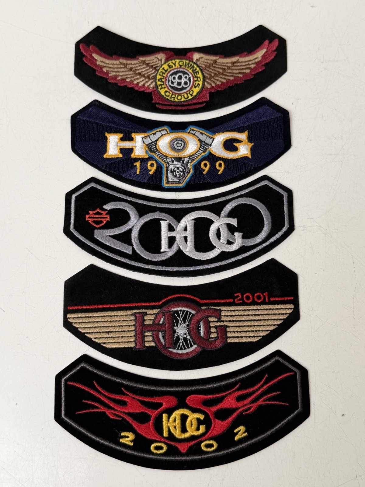 Harley Owners Group Hog Lot Of 5 Patches 1998 1999 2000 2001 2002