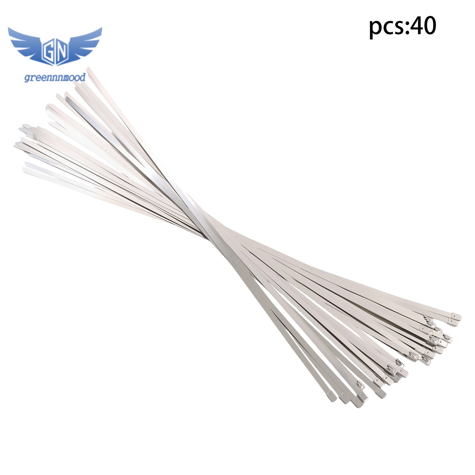 40Pcs 24 in Metal Cable Zip Ties, Stainless Steel Zip Ties, 500 Lbs Self-Locking