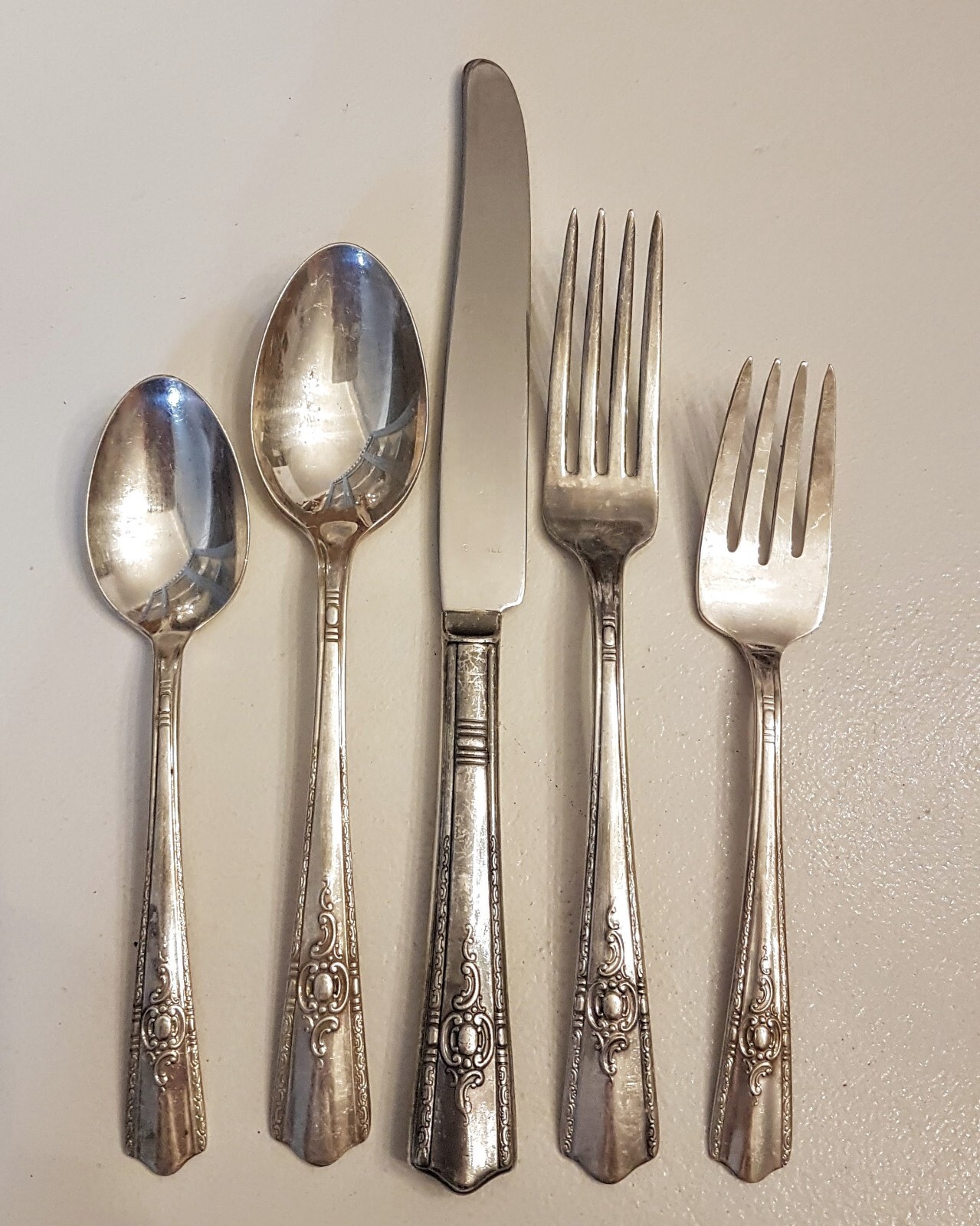 Harmony House MAYTIME silver plated Flatware 5 pc Place Setting Knife Fork Spoon