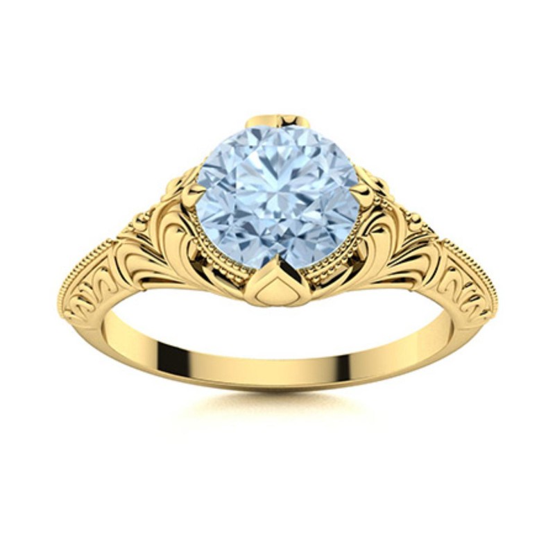 Natural Aquamarine 925 Sterling Silver Engagement Solitaire Ring Jewelry