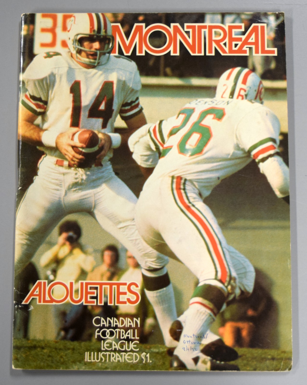 Montreal Alouettes V Ottawa Roughriders September 9th 1972 Official Game Program