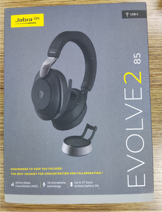 Jabra Evolve2 85 UC Wireless Headphones with Link380c & Charging Stand