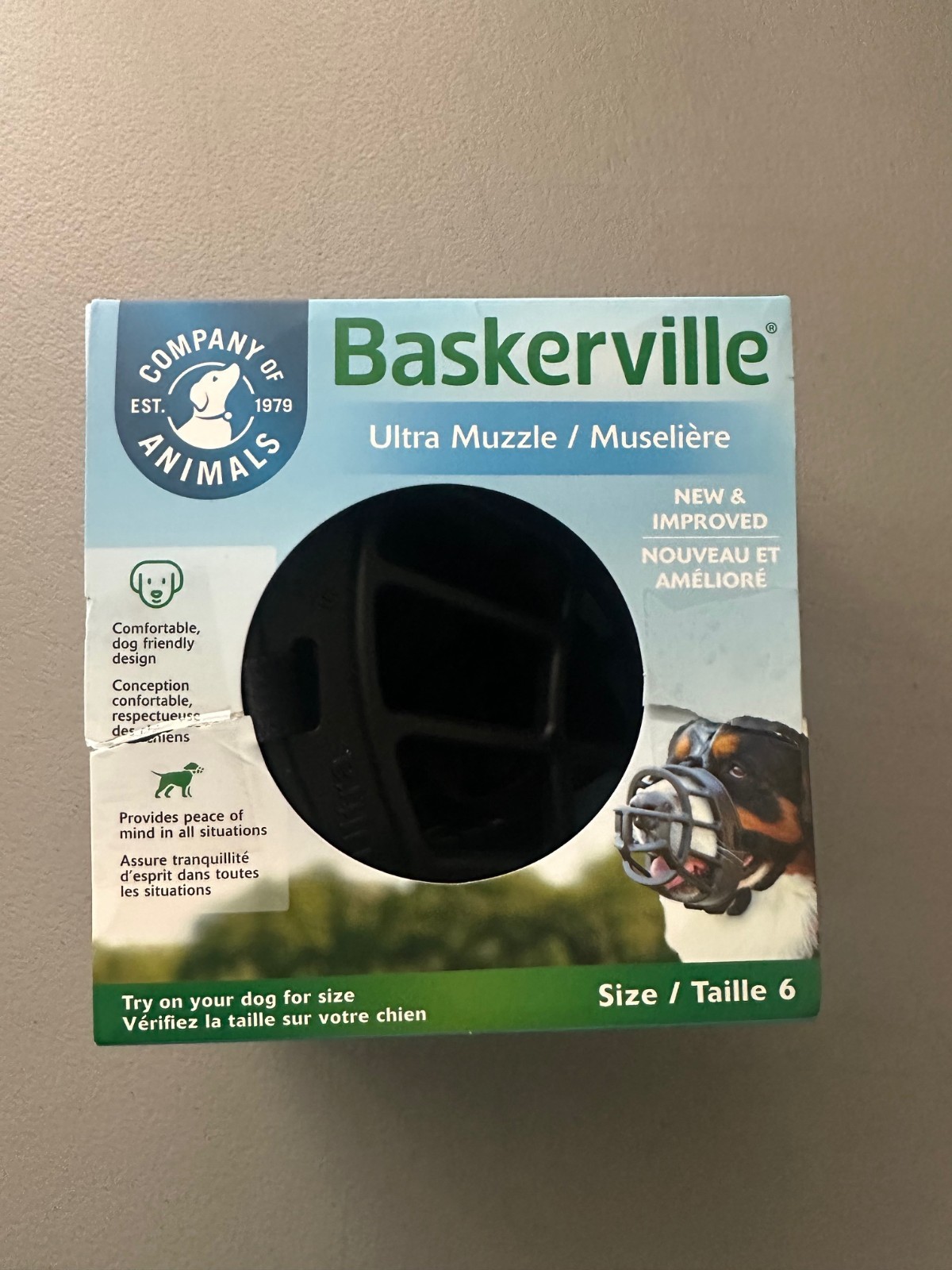 Safe BASKERVILLE ULTRA MUZZLE Size 6 Breathable Dog Large Black 16.5” Neck FT