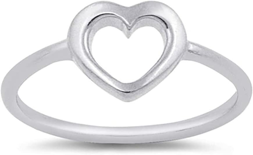 925 Silver Open Heart Engagement Ring Women Promise Ring Romantic Jewelry