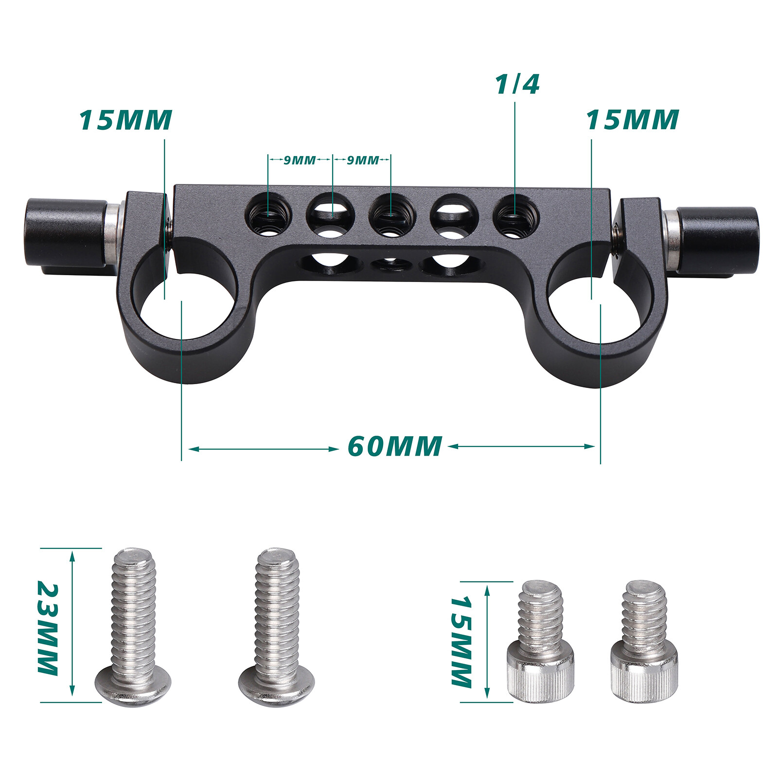Black 15mm Railblock Rod Pipe Clamp Camera for Shoulder Rig Baseplate