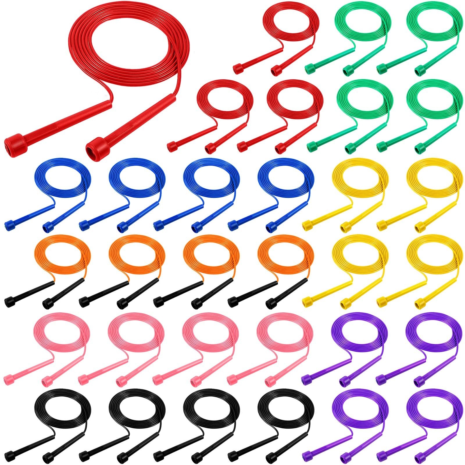 Xinnun 32 Pcs PVC Jump Ropes for Fitness 9.2 ft Adjustable Skipping Rope Vers...