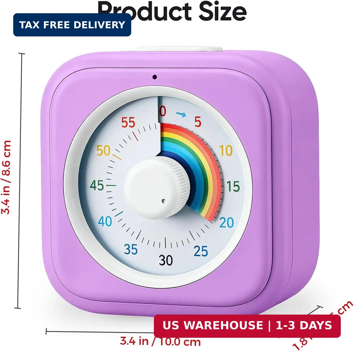 Rainbow Visual Timer for Kids with 60 Minute Silent Mode | Countdown Clock with