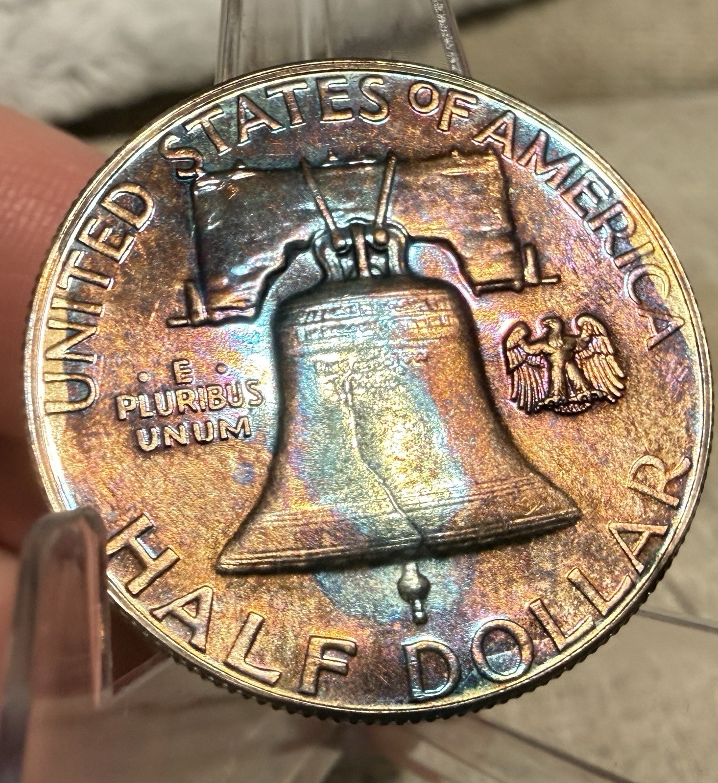 1963 Franklin Half Dollar Pristine Gem Proof Rainbow Toned