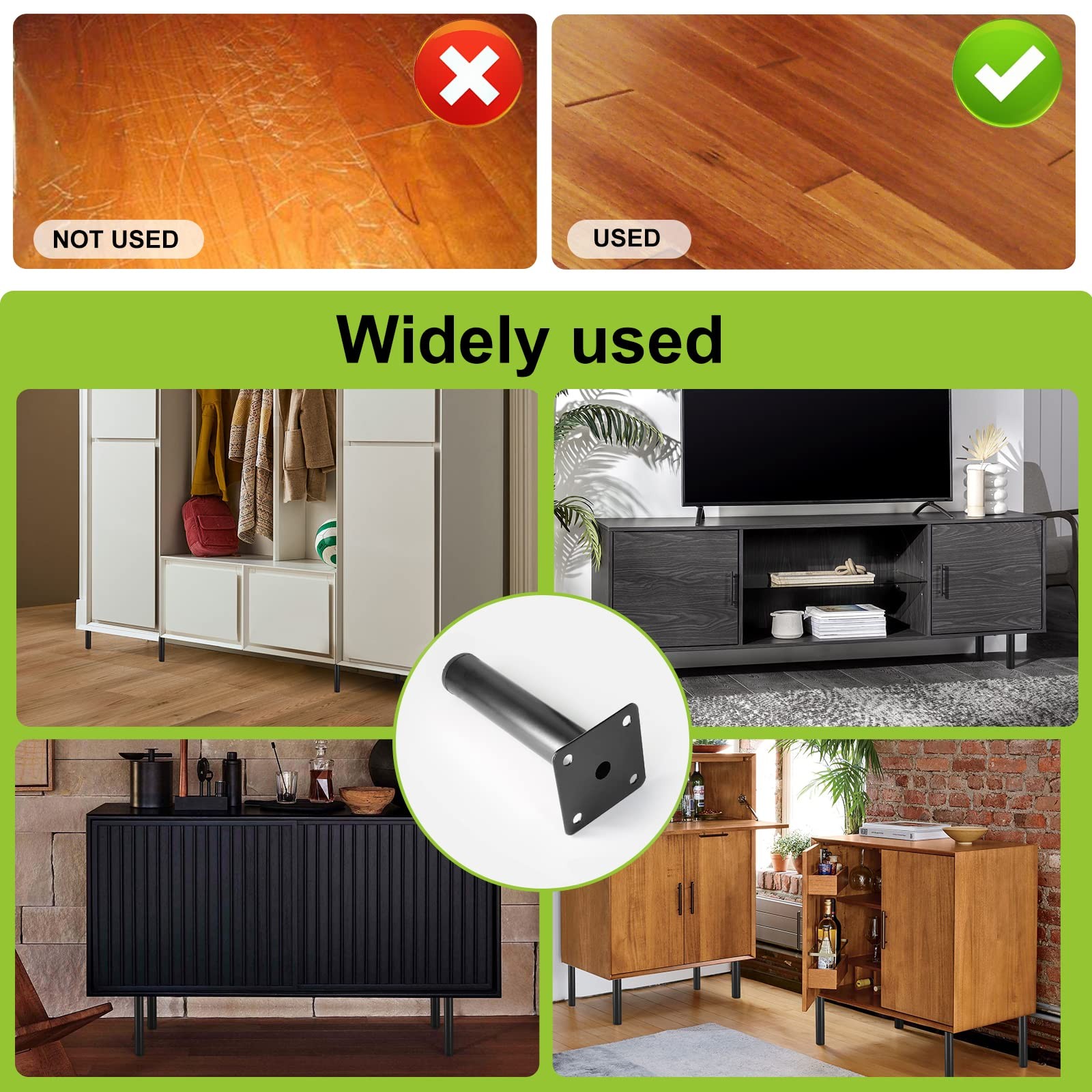 Masendelk Black Furniture Legs 5 Inch / 130mm, 4pcs Modern Sofa Legs Cabinet ...