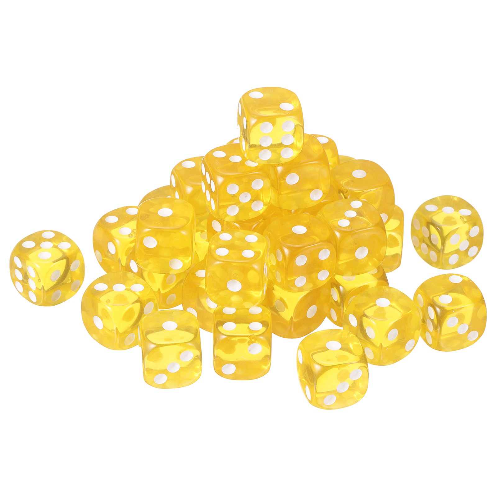 40Pcs 6 Sided Acrylic Dice, 16mm/0.63" Rounded Corner Dice, Yellow
