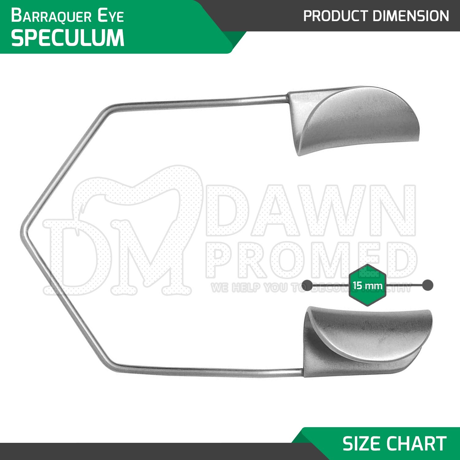 Barraquer Eye Speculum 15mm Large Solid Blades Ophthalmic ENT Instrument