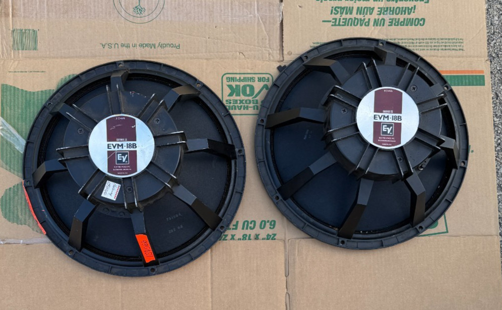 Pair Electro-Voice EVM-18B Series II 18" 8Ω Speakers – Untested