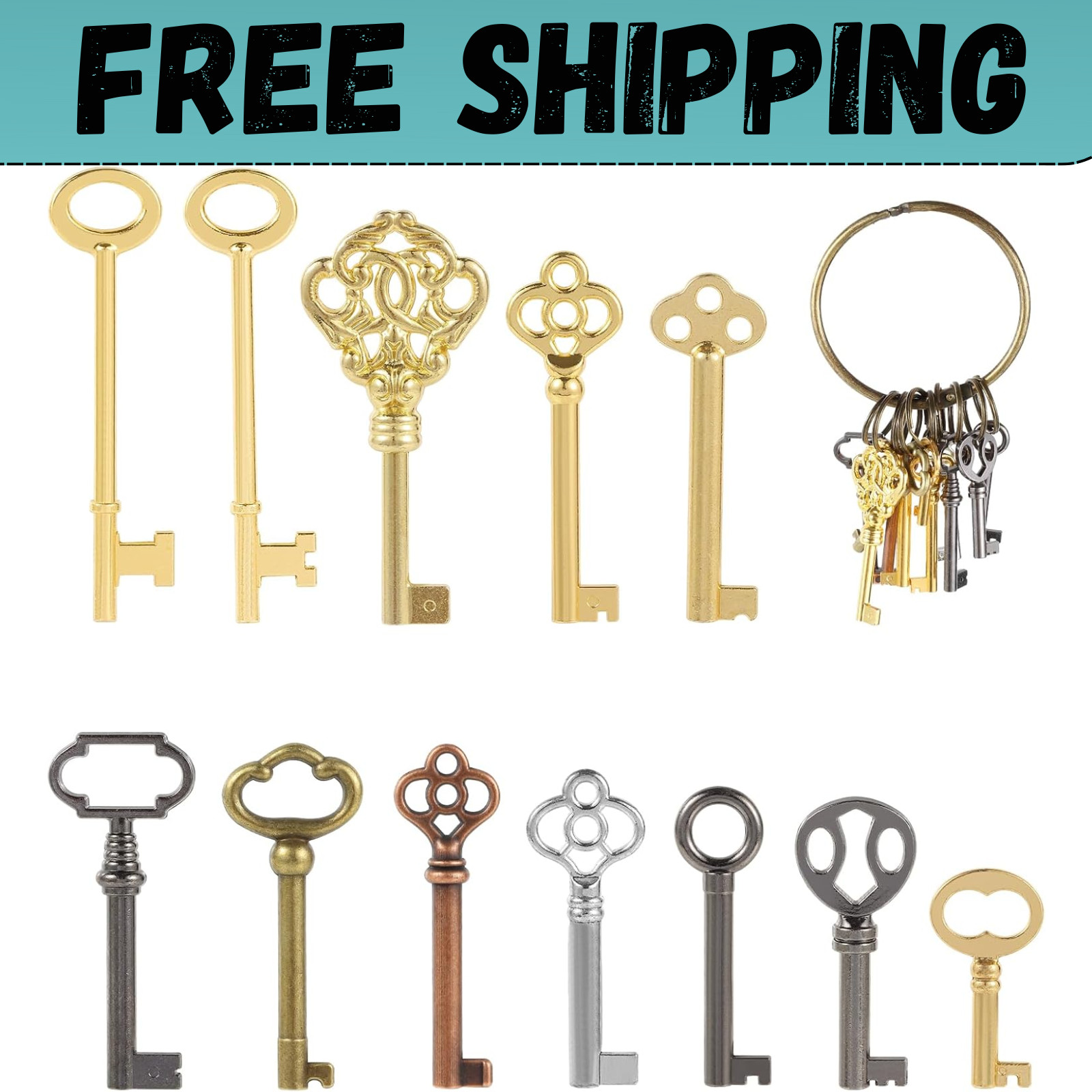 12PCS Hollow Barrel Universal Skeleton Key for Vintage Furniture and Locks