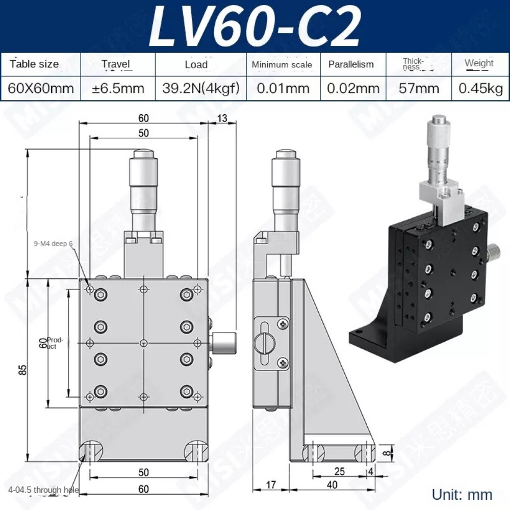 Manual Linear High-precision Movement Z-axis Vertical Displacement Stage