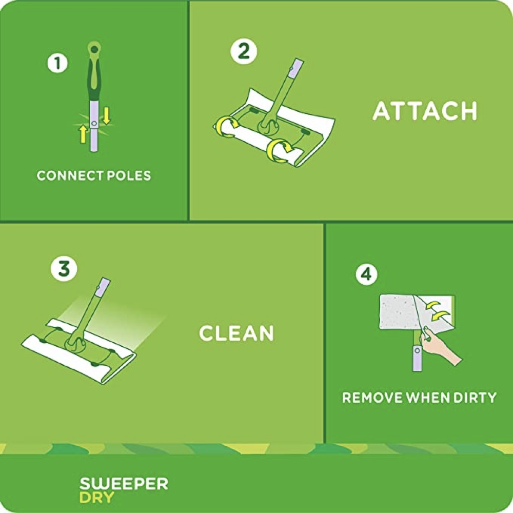 Sweeper Dry Sweeping Pad, Multi Surface Refills for Floor Mop, (26 Count)