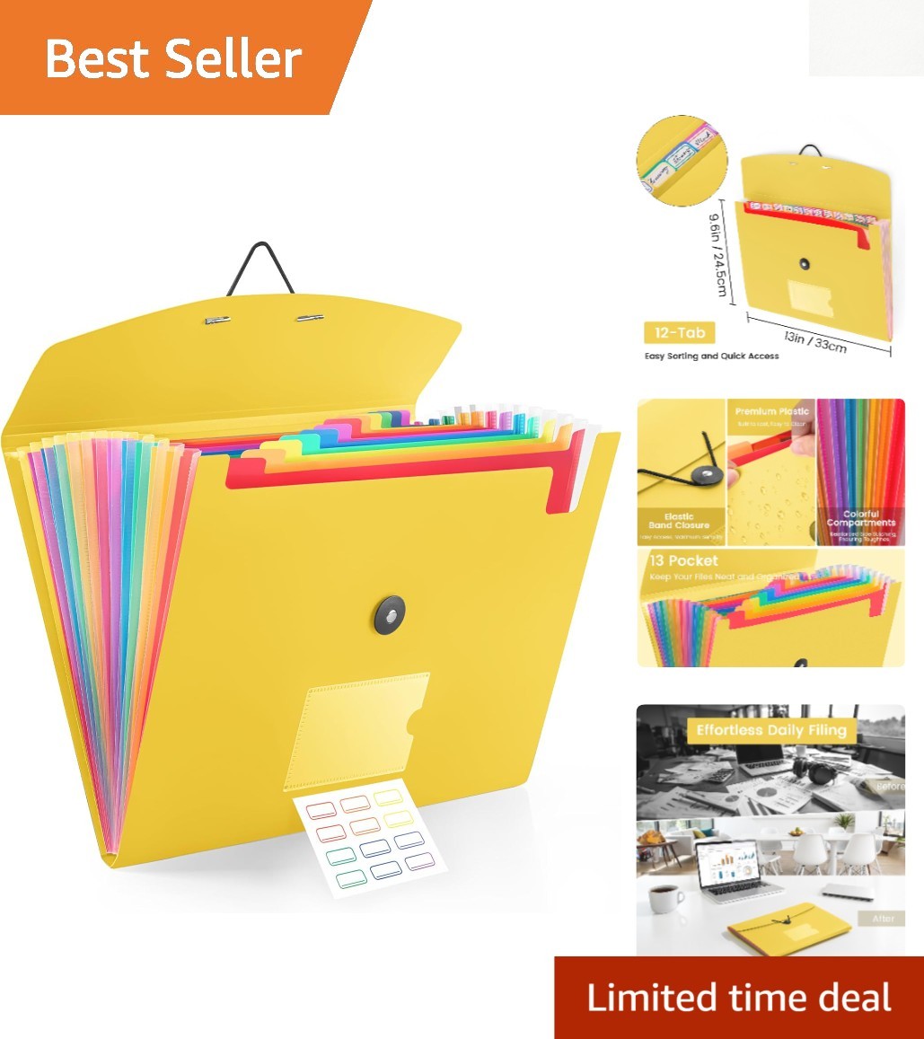 Stylish A4 Accordion File Folder with 360 Sheet Capacity and Elastic Closure