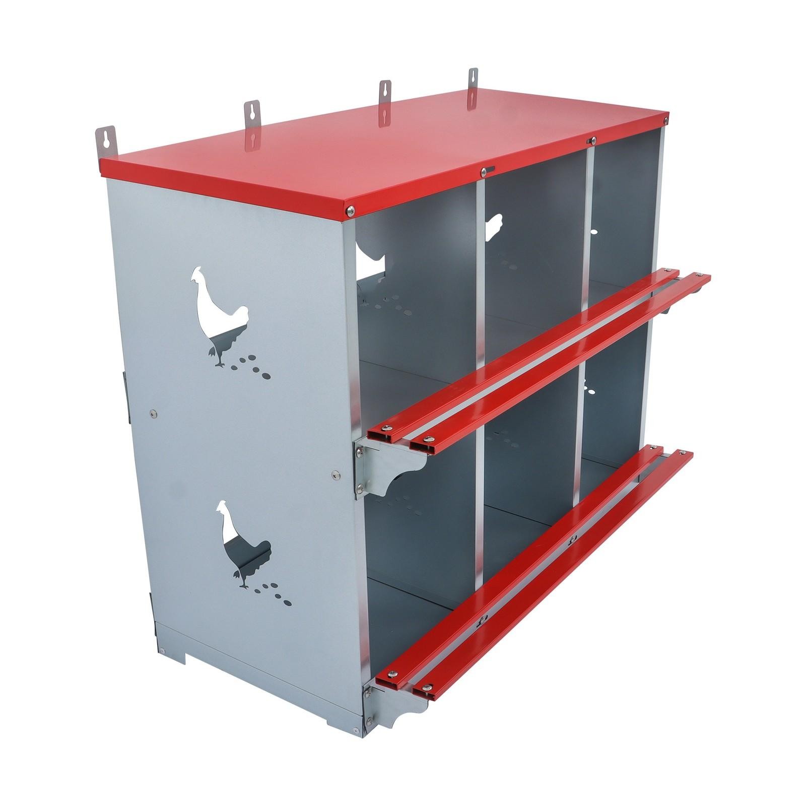 6 Compartment Heavy Nesting Box Chicken Nesting Box 6 Room Metal Nesting Red