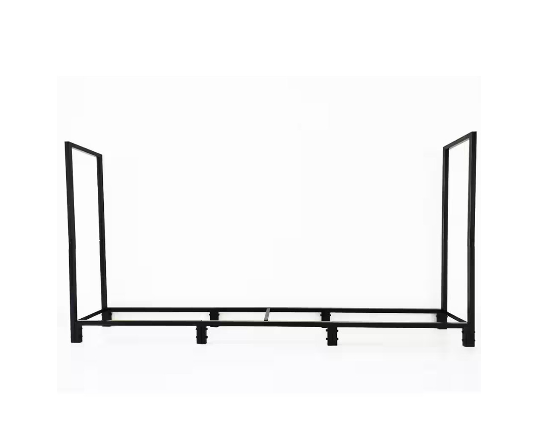 8 Ft Firewood Rack Fireplace Metal Log Rack Black