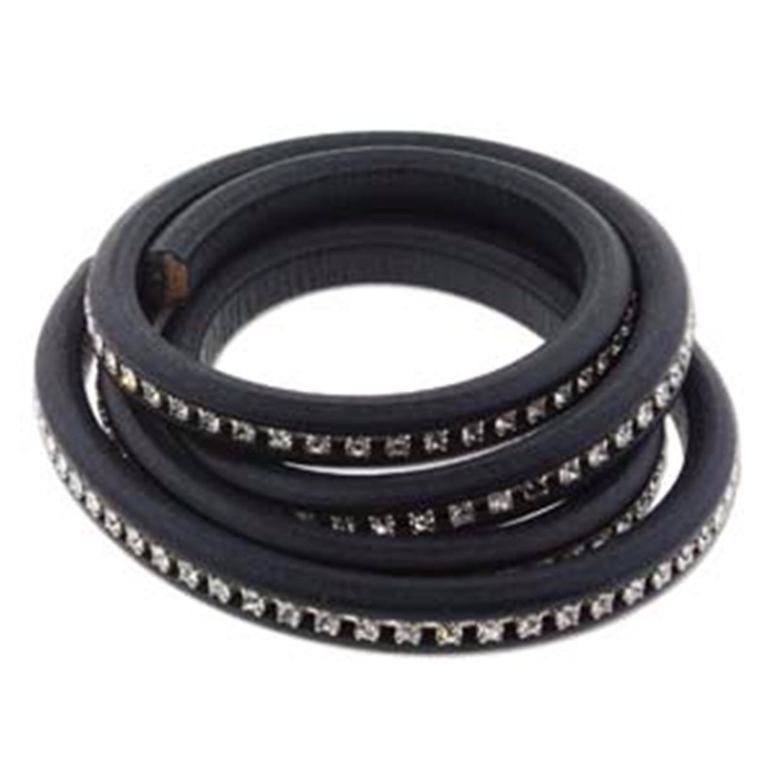 Licorice Leather Genuine Real Leather Cord 10 x 7mm with Crystals 20cm Navy Blue