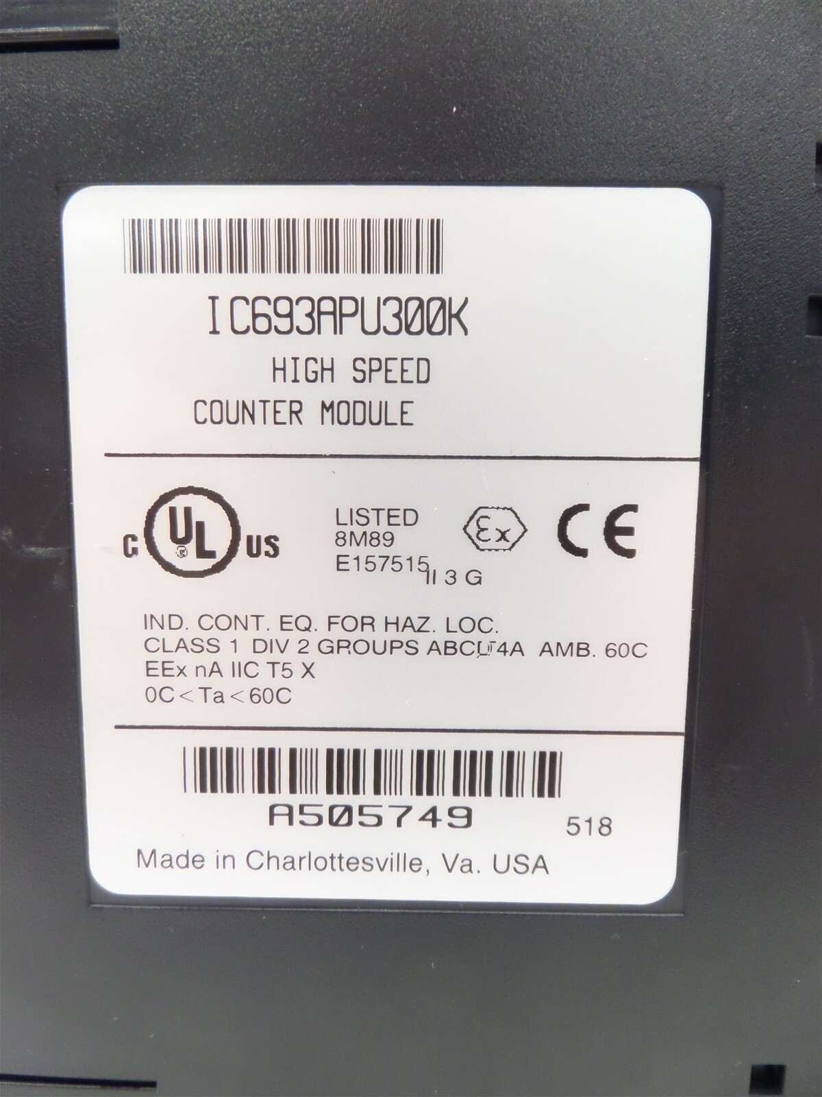 GE Fanuc IC693APU300K High Speed Counter Module