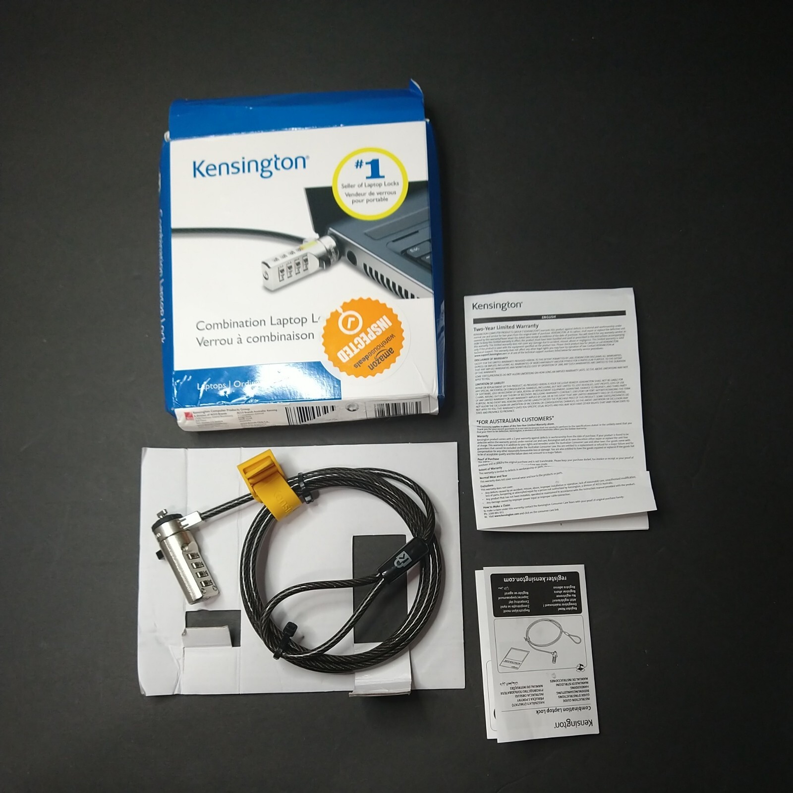 Kensington Laptop Combination Cable Lock #A1622A - Open Box