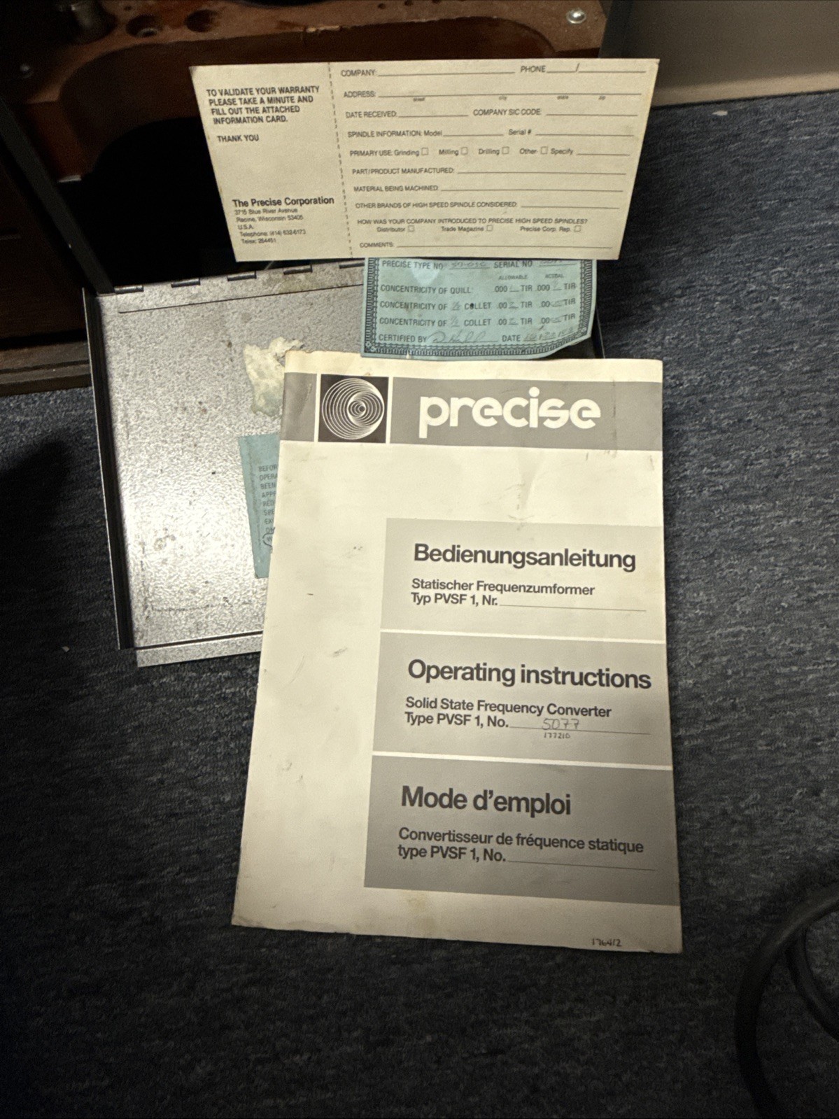 Precise 1157-JIL Electric Jig Grinder Spindle & Precise PVFS1 Variable Control